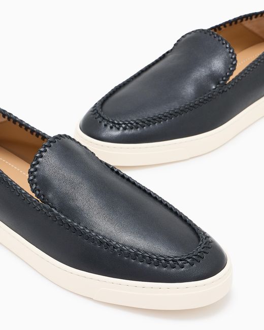 Giorgio Armani White Galleria 3 Nappa-Leather Slip-Ons for men