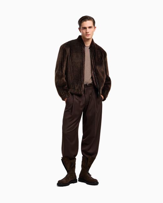 Giorgio Armani Brown Single-Pleat Lightweight Wool Cloth Trousers for men