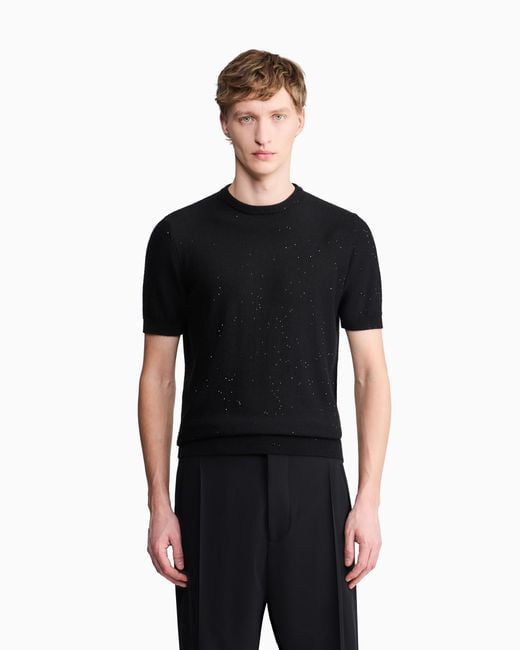 Giorgio Armani Black Oversized Sweater Giorgio's Cashmere And Silk Reverse Stitch for men