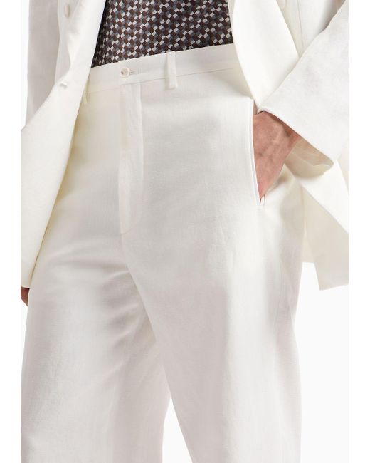 Costume Croisé En Toile De Lin Giorgio Armani pour homme en coloris White