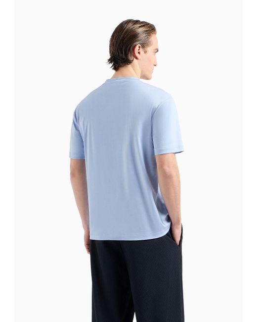 Giorgio Armani Blue Pure Cotton Interlock Crew-neck T-shirt for men