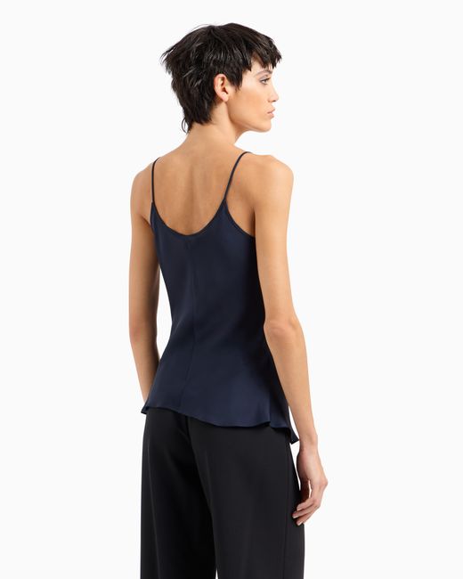 Giorgio Armani Blue Silk Charmeuse Top