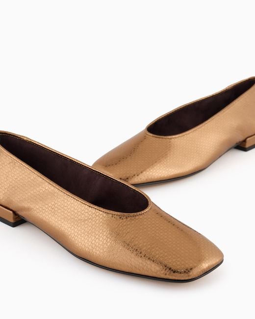 Giorgio Armani White X 10 Corso Como Lamé Leather Ballerinas