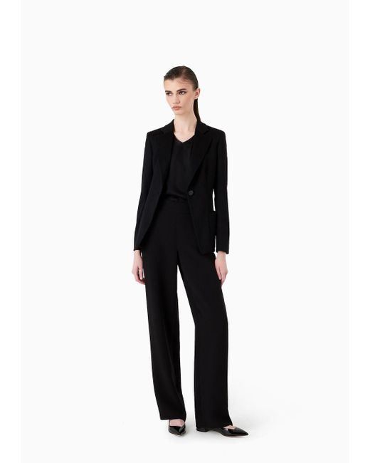 Giorgio Armani Black Single-breasted Jacket In Virgin Wool And Cashmere