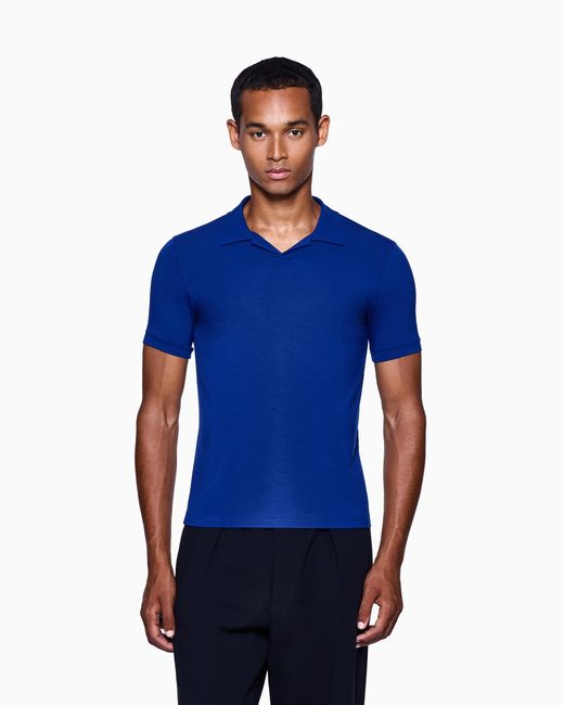 Giorgio Armani Blue Stretch Polo for men