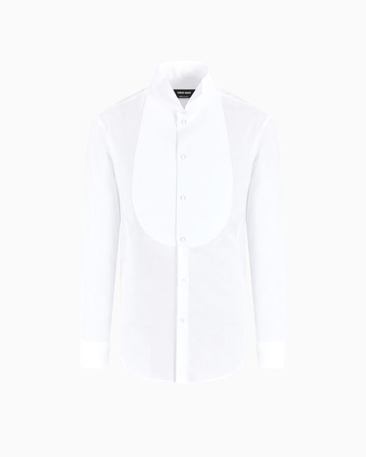 Giorgio Armani White Cotton Tuxedo Shirt for men