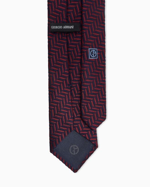 Giorgio Armani Purple Silk Tie With Herringbone Pattern for men