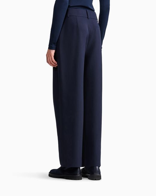 Giorgio Armani Blue Trousers Wide-Leg With Double Pleats