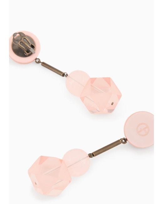 Giorgio Armani Pink Resin Clip-on Pedant Earrings