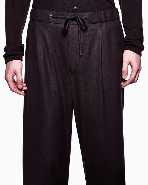 Giorgio Armani Blue Trouser Cashmere Regular Fit Solid Stretch Drap for men