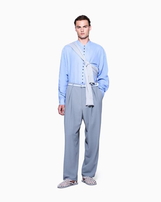 Giorgio Armani Blue Cashmere And Mohair Jumper for men