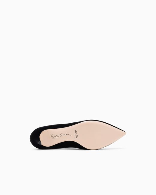 Giorgio Armani White Velvet Kitten Heel Pump