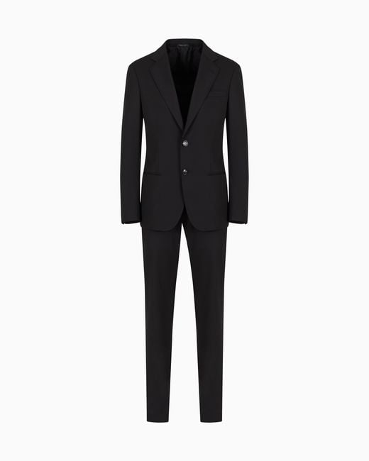 Giorgio Armani Einreihiger Anzug Der Soho-Linie Aus Wolltwill in Black für Herren