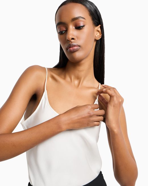 Giorgio Armani White Silk Charmeuse Top