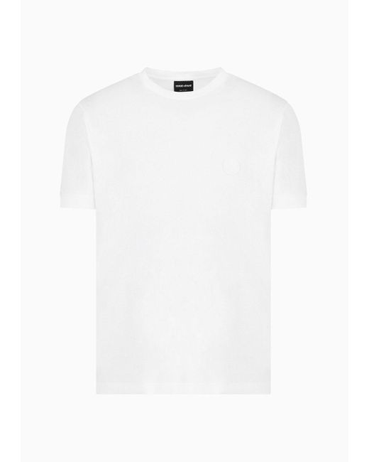 T-shirt A Maniche Corte In Jersey Di Cotone Pima di Giorgio Armani in White da Uomo