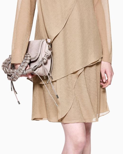 Giorgio Armani White Rope And Leather Shoulder Strap With An Interwoven Motif