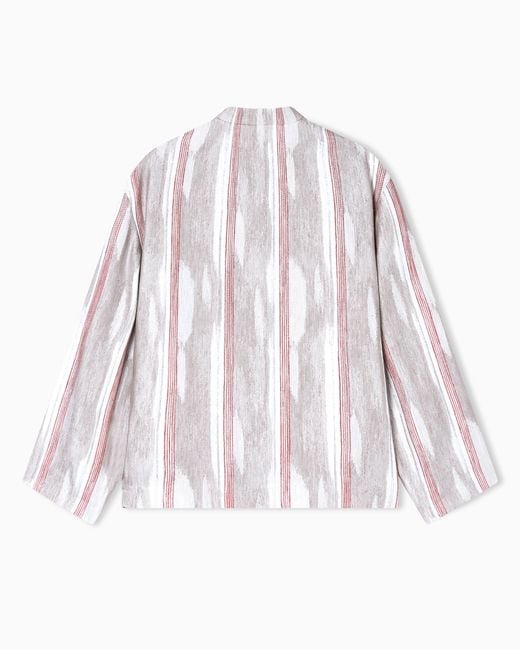 Giorgio Armani Gray Jacquard Linen And Viscose Jacket