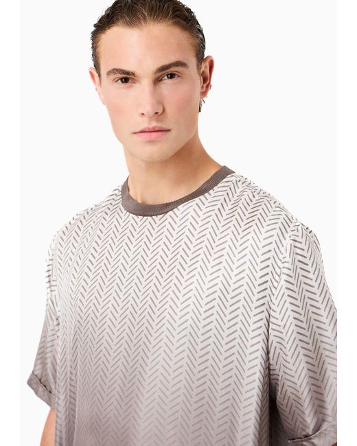 Chemise T-shirt En Soie À Imprimé Giorgio Armani pour homme en coloris Gray