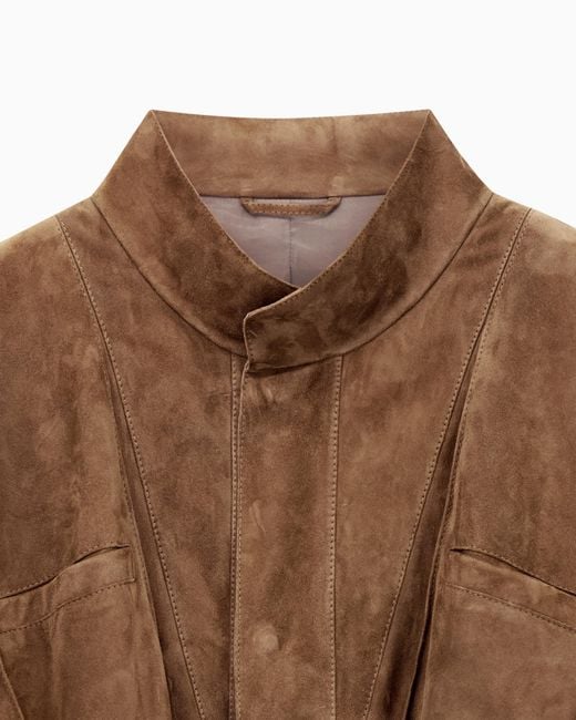 Giorgio Armani Brown Suede-Lambskin Jacket for men