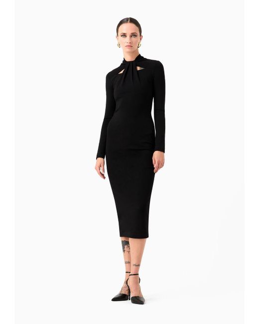 Giorgio Armani Black Armani Sustainability Values Viscose-blend Milano-stitch Midi Dress