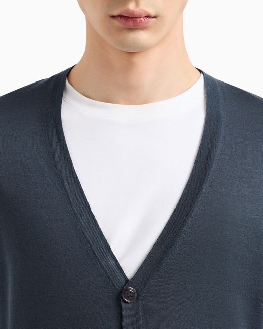 Giorgio Armani Blue Button Cardigan for men