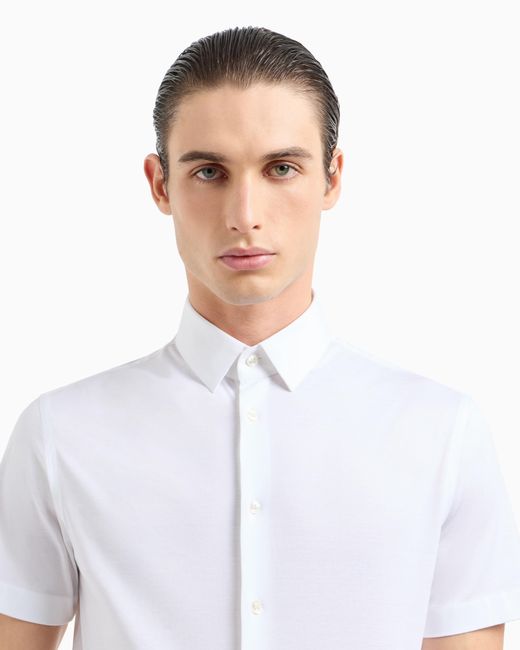 Giorgio Armani White Short-Sleeved, Cotton-Jersey Shirt for men