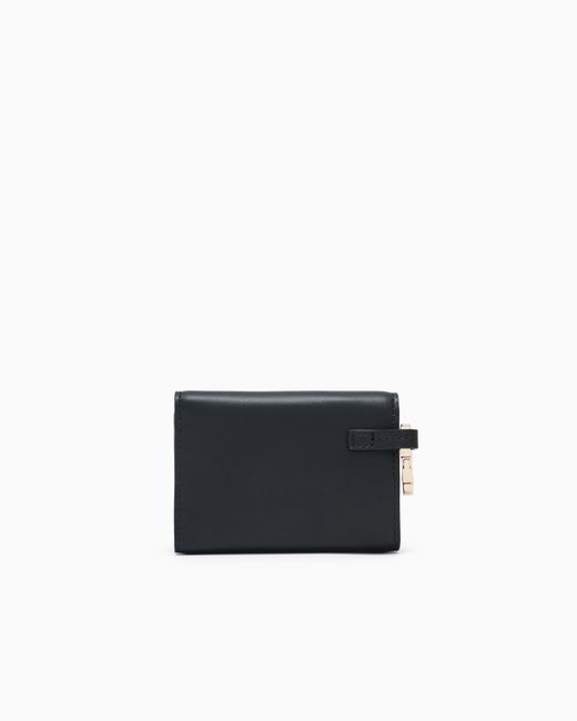 Giorgio Armani Black Leather Mini Trifold Wallet