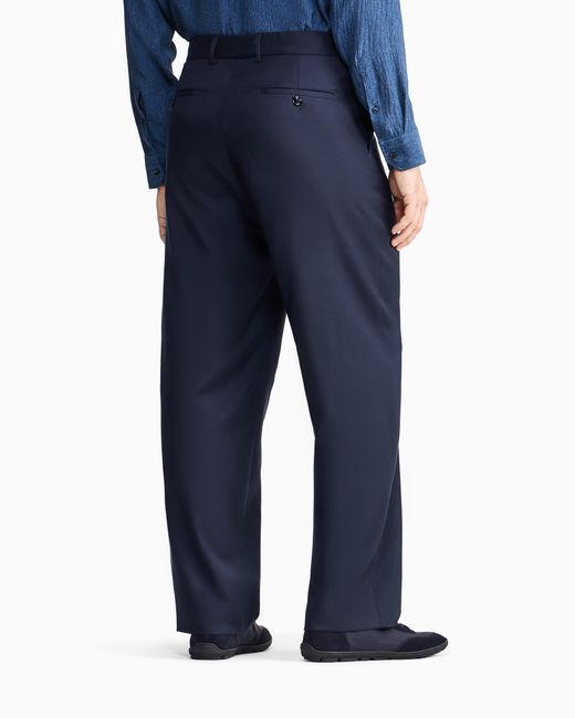 Giorgio Armani Blue Cashmere Twill Trousers for men