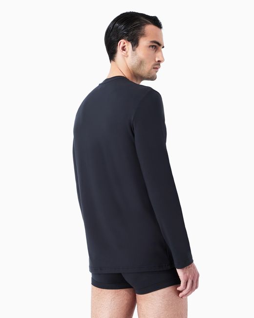 Giorgio Armani Blue Stretch-Jersey Loungewear Long-Sleeved T-Shirt for men