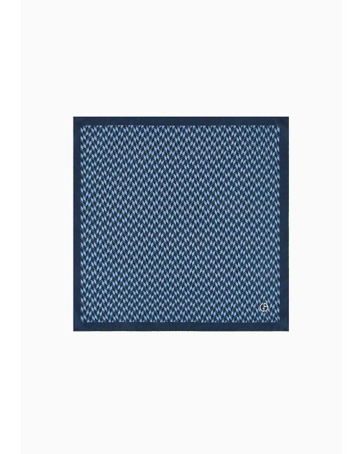 Giorgio Armani Blue Asv Printed Silk Pocket Square for men