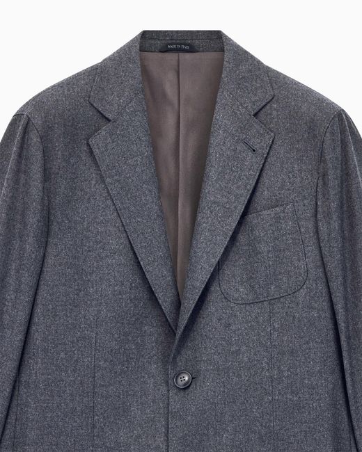Giorgio Armani Blue Unlined Single-Breasted Stretch Cashmere Jacket With Two Buttons for men