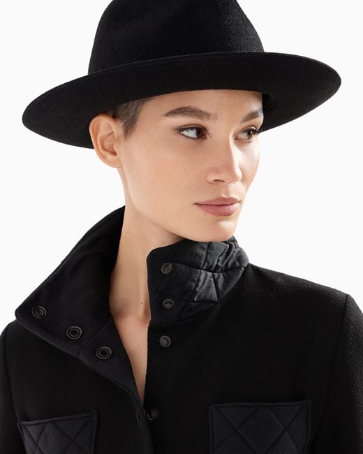 Giorgio Armani Black Rabbit Fur Hat With Velvet Detail