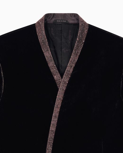 Giorgio Armani Black Blazer Giorgio's Smoking Upton Regular Viscose Velvet for men