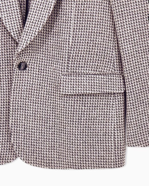Giorgio Armani Gray Blazer Heritage Oversized Cashmere Wool Micro Jacquard Knit for men