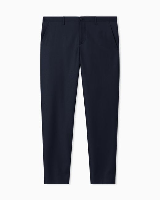 Giorgio Armani Blue Wool And Cashmere Gabardine Trousers for men