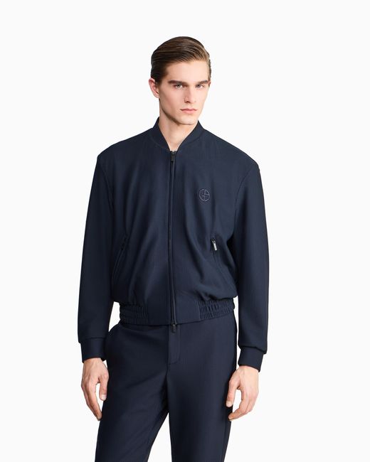 Giorgio Armani Blue Technical Waffle Blouson for men