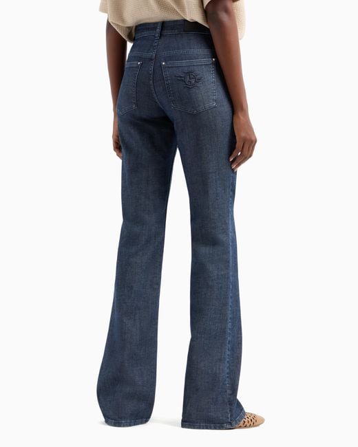 Giorgio Armani Blue Denim Collection Five-Pocket Flared Trousers