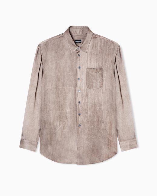 Giorgio Armani Natural Viscose Blend Satin Shirt for men