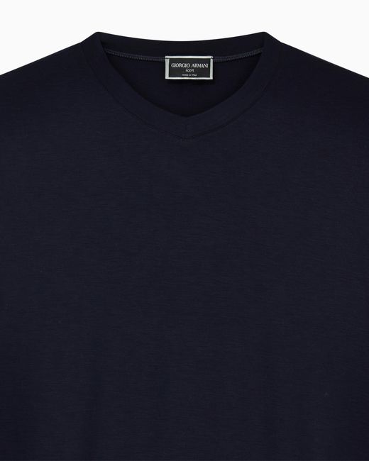 Giorgio Armani Blue Jersey T-Shirt With A V-Neck for men