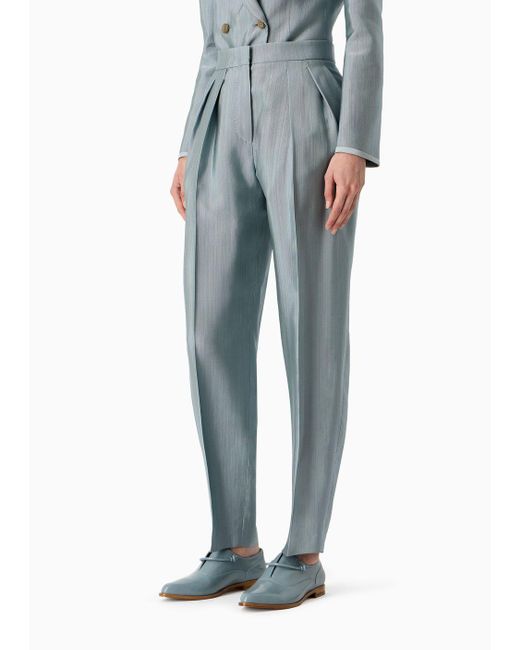 Pantalones De Viscosa Estructurada Con Dos Pinzas Giorgio Armani de color Gray