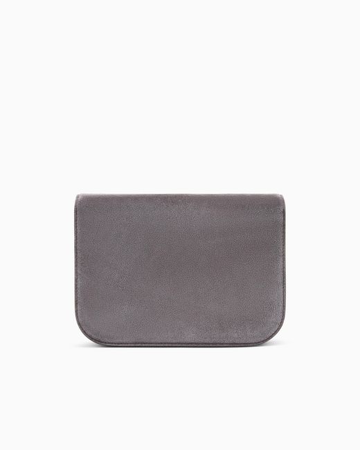 Giorgio Armani Gray Suede Bag With Flap And Adjustable Strap
