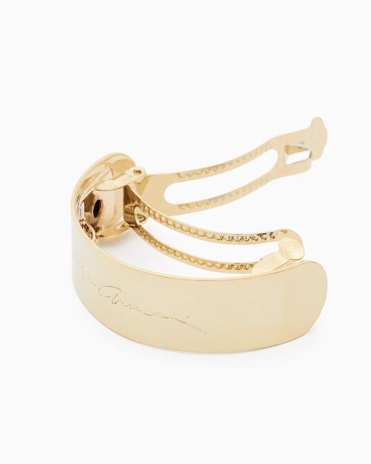 Giorgio Armani White Metal Scrunchie With Signature Logo