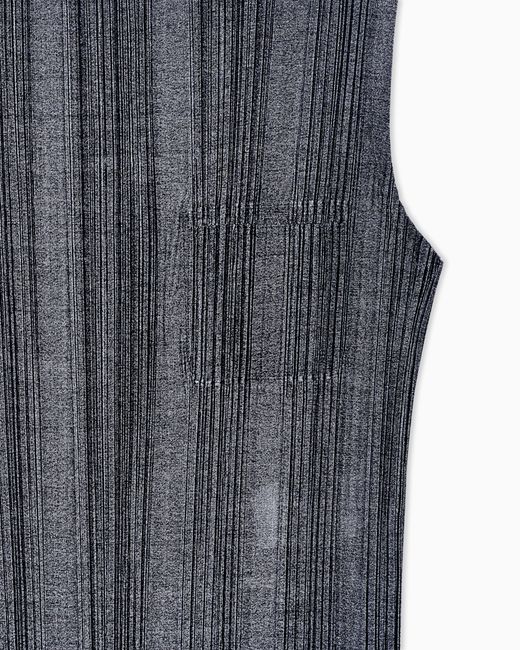 Giorgio Armani Blue Two-Tone Pleated Jersey Top