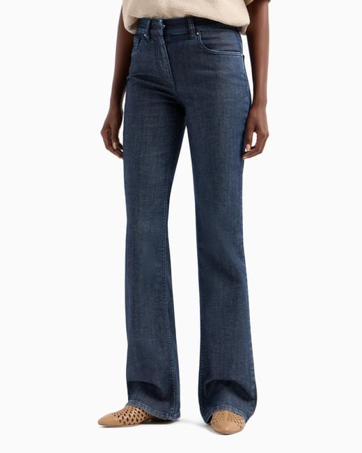 Giorgio Armani Blue Denim Collection Five-Pocket Flared Trousers