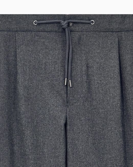 Giorgio Armani Gray Trouser Cashmere Regular Fit Solid Stretch Drap for men