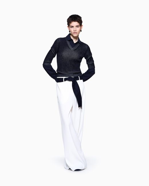 Giorgio Armani Blue V-Neck Jumper