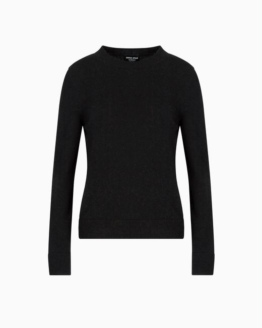 Jersey De Cachemir Con Bordes Acanalados Giorgio Armani de color Black