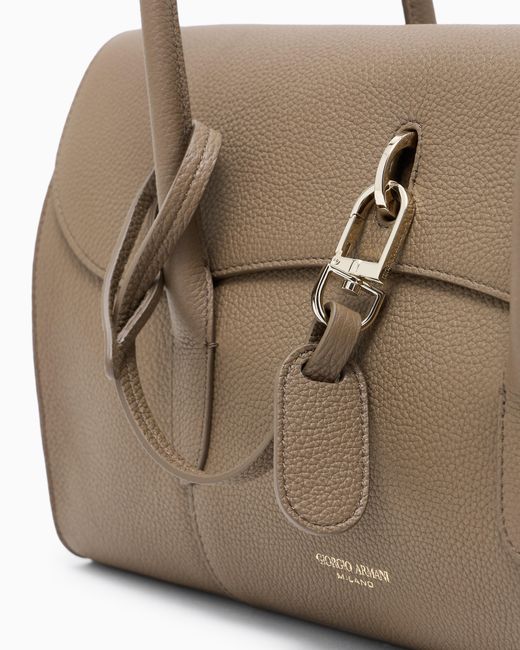 Giorgio Armani White Small Pebbled Leather Shoulder Bag