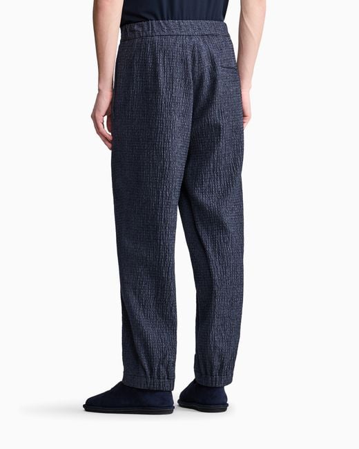 Giorgio Armani Blue Trouser Soft Regular Fit Froissè Wool Silk Cashmere for men