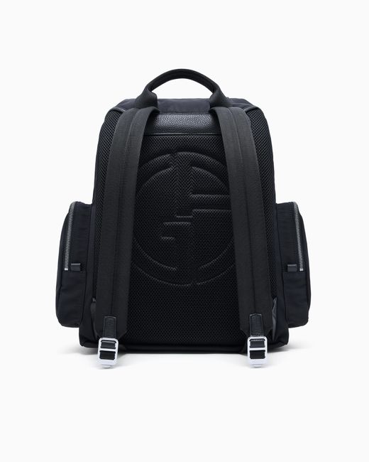 Mochila De Nailon Reciclado Y Cuero Plena Flor Asv Giorgio Armani de hombre de color Black